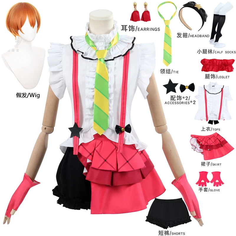 

Anime Lovelive Love Live Rin Hoshizora Cosplay Costume Wig Tie Earrings Headgear Carnival Outfit Halloween Party Women Costume