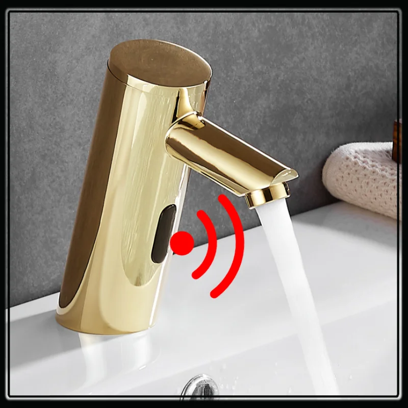 Gold Kitchen Touchless Faucet Infrared Sink Mixer Bathroom Smart Sensor Faucet Chrome Brass Vanity Auto Tap Hi-tech Basin Faucet