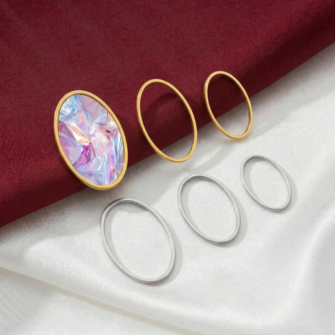 10pcs 3 Size Stainless Steel Oval Charms Earring Pendants Closed Ring Hollow Resin Bezels Frame Mold DIY Jewelry Making Supplies