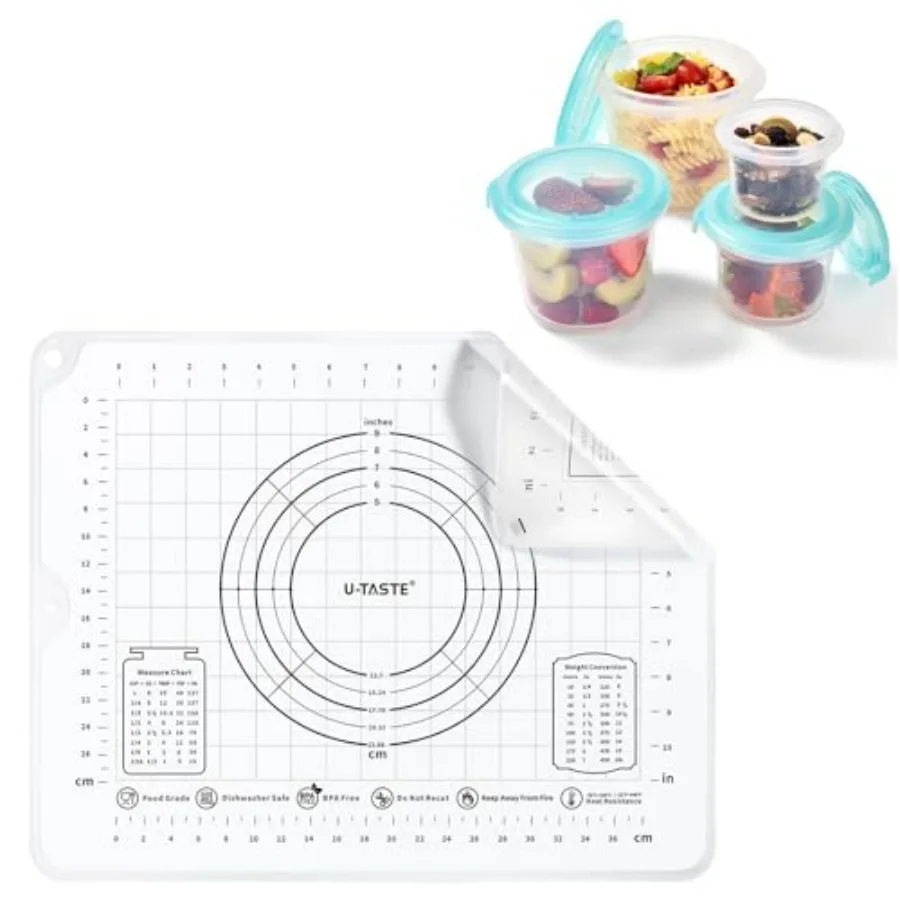 

UTaste 16x20 пищевой жидкий силиконовый коврик для кондитерских изделий, прозрачный и 2 унции, 4 унции, 8 унций, 16 унций, набор силиконовых контейнеров для хранения еды Pr