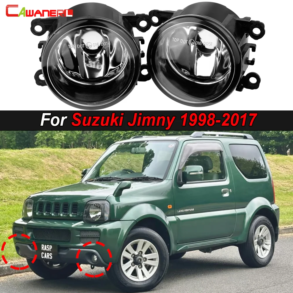 2 X 100W 55W Car Front Fog Light Assembly For Suzuki Jimny 1998-2017 Glass Cover Lampshade + H11 LED Halogen Bulb