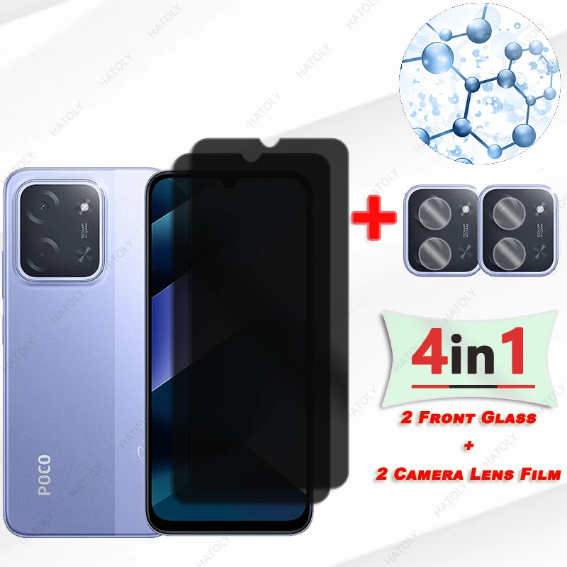 Privacy Screen Protector For Xiaomi Poco C85 4G Global Glass For Poco C85 4G Global Anti-spy Glass Camera Lens Protector