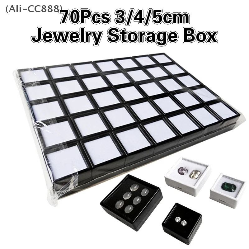 3/4/5cm 70Pcs Gem Display Box Gemstone Bead Charms Transparent Storage Case For Diamond Holder Container Collection