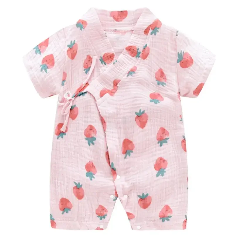

Japanese Soft Cotton Gauze Sleepwear Wedding Newborn Infants Night Jumpsuits Y685 Baby Girls Boys Clothes Kid Kimono Rompers