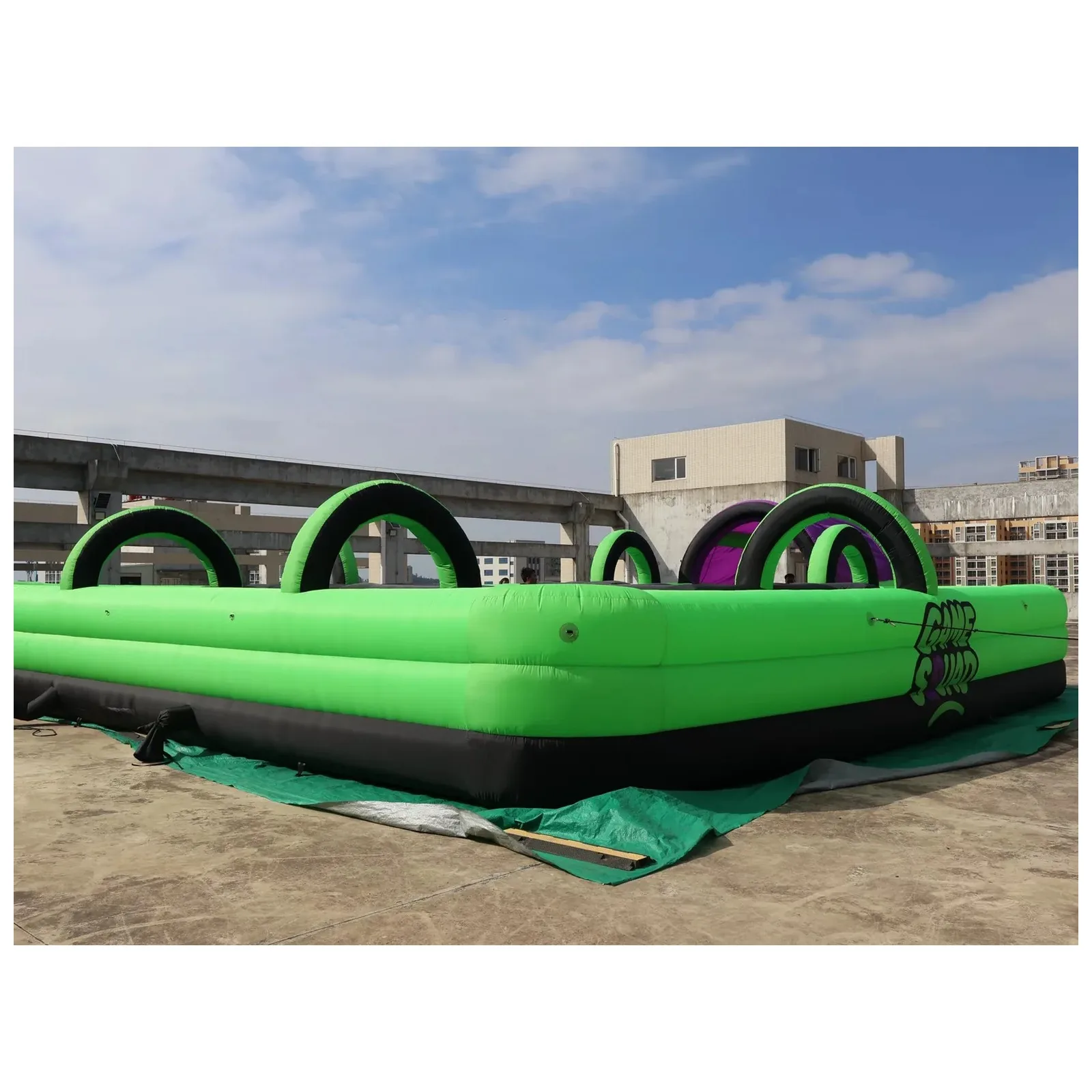 Commercial Green Purple Game Open Inflatable Maze 10X10m 33X33ft with Blower Rental Challenge Outdoor Party Events Fun Event