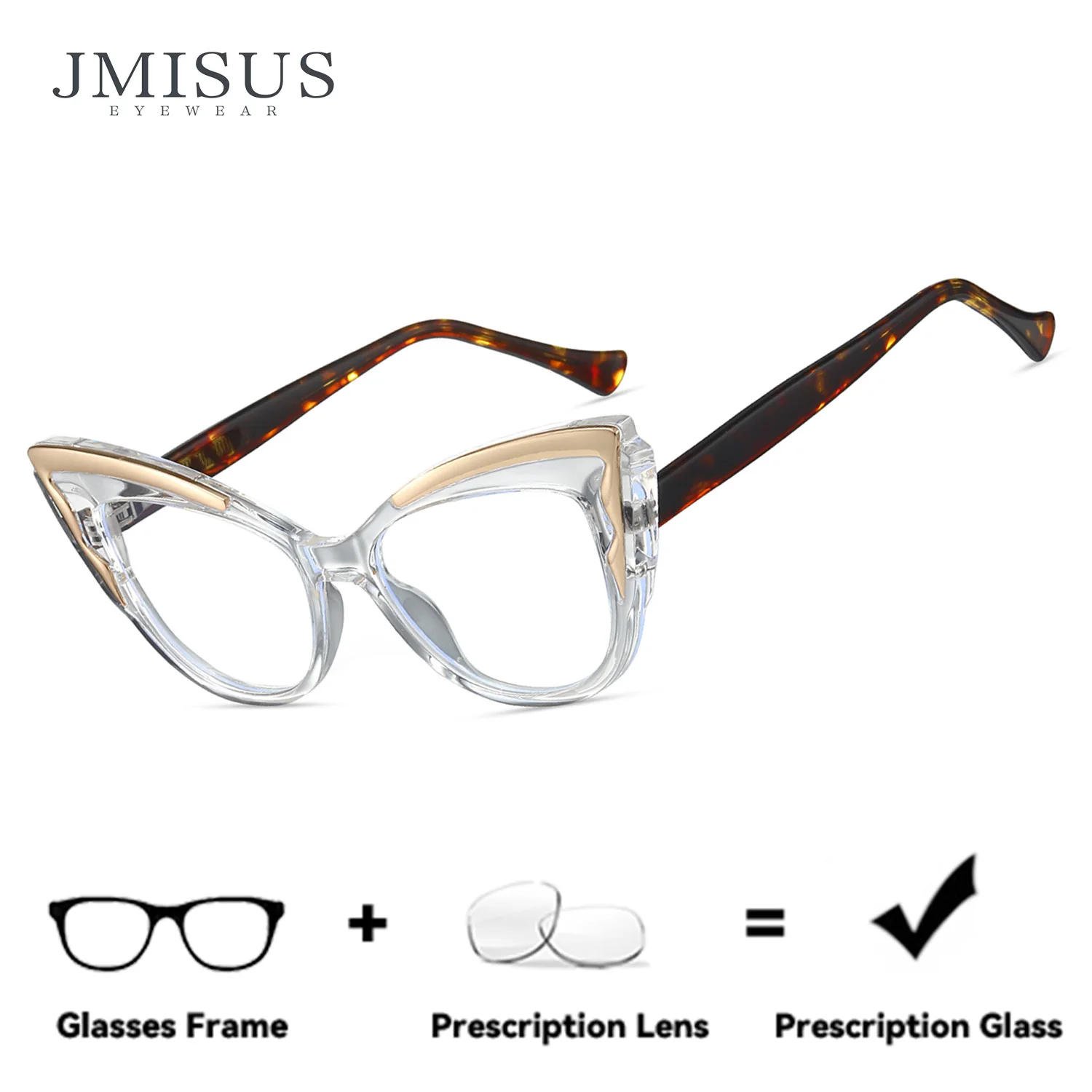 

JMISUS Trendy Cat Eye Handmade Acetate Reading Glasses Woman Blue Light Filter Butterfly Progressive Prescription Eyewear