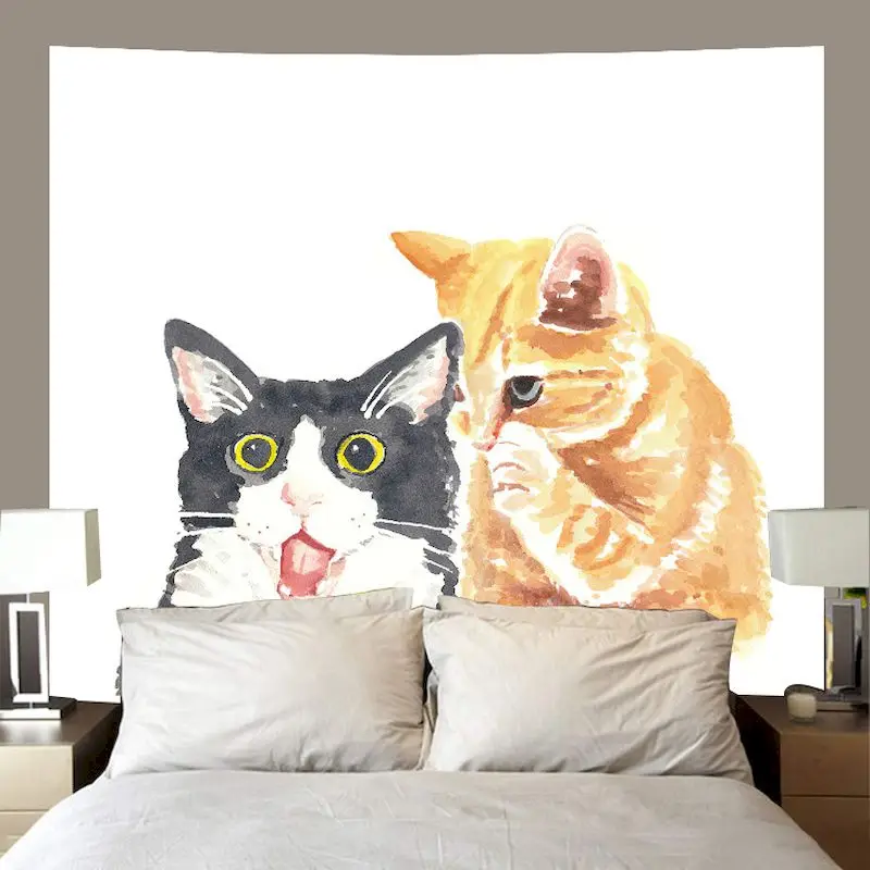 VIKAMA Cat Group Illustration Tapestry Wall Hanging, 6 Designs, Wall Decor for Bedroom Living Room Dorm