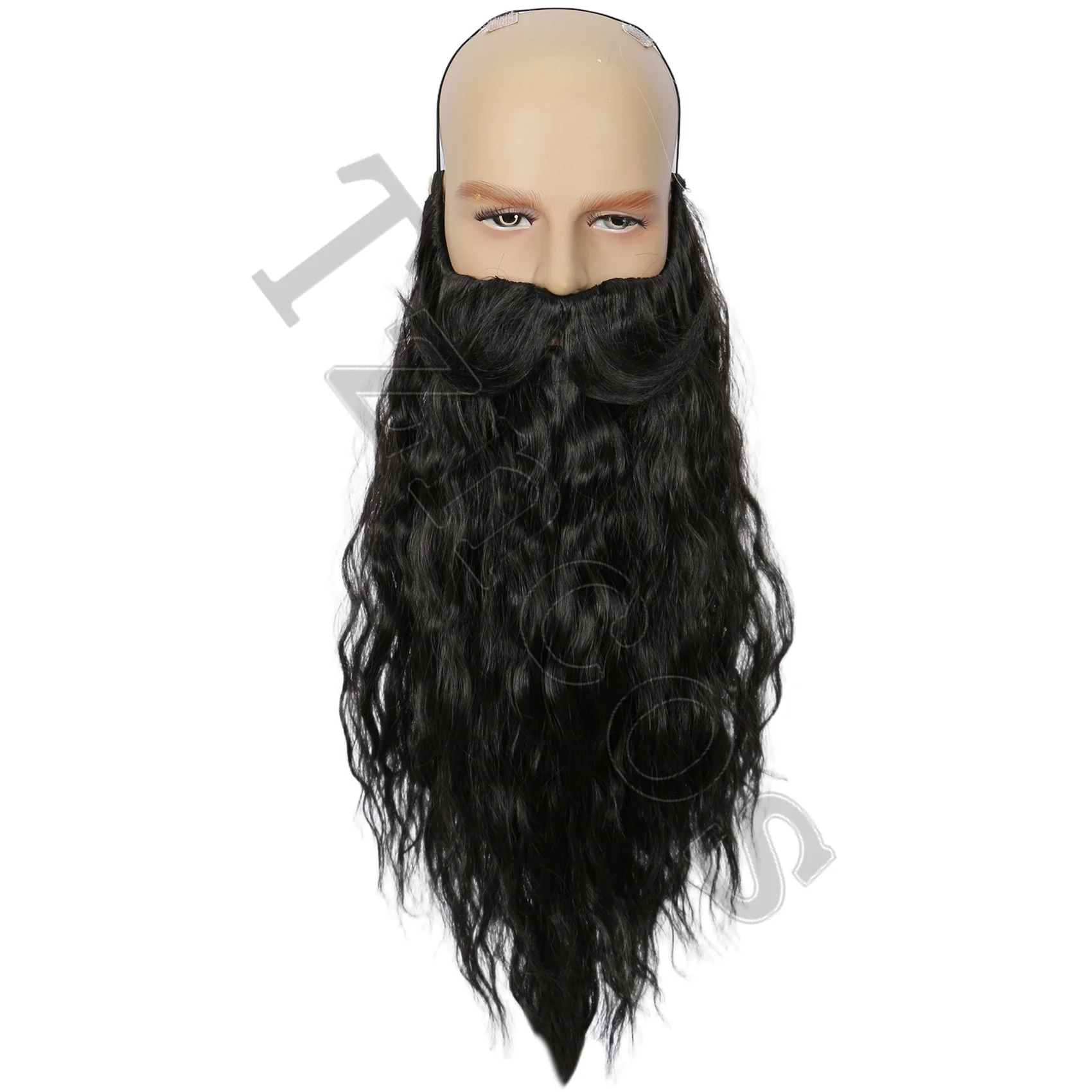 

Tzncos Men's 18 Inch Long Curly Synthetic Fake Beard For Wizard Costume And Halloween Party