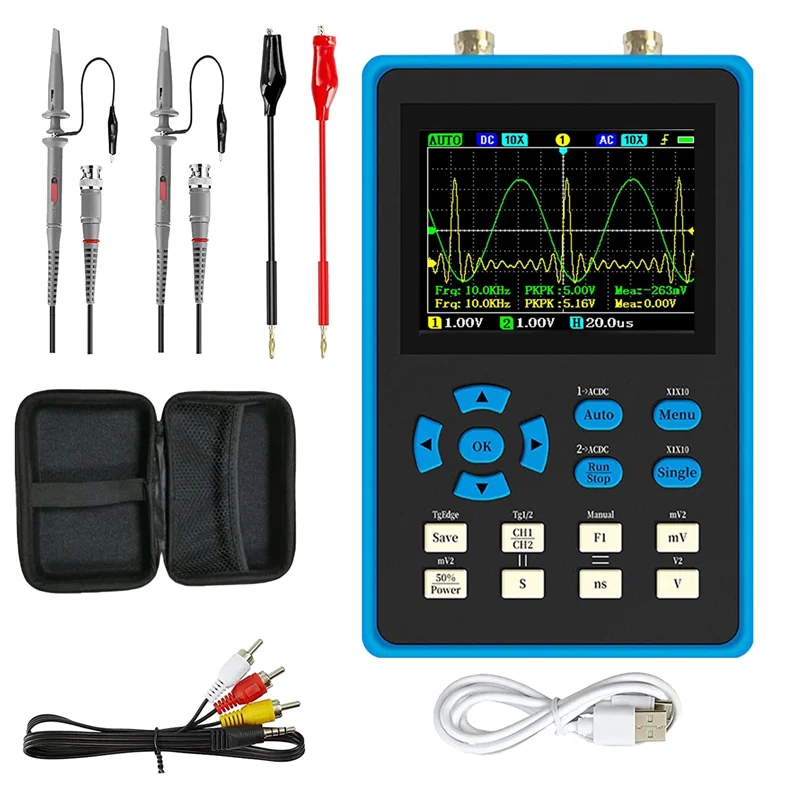 DSO2512G Oscilloscope - 2-in-1 Digital Oscilloscope & DDS Signal Generator, 120Mhz Bandwidth 500MSa/S Sampling Rate