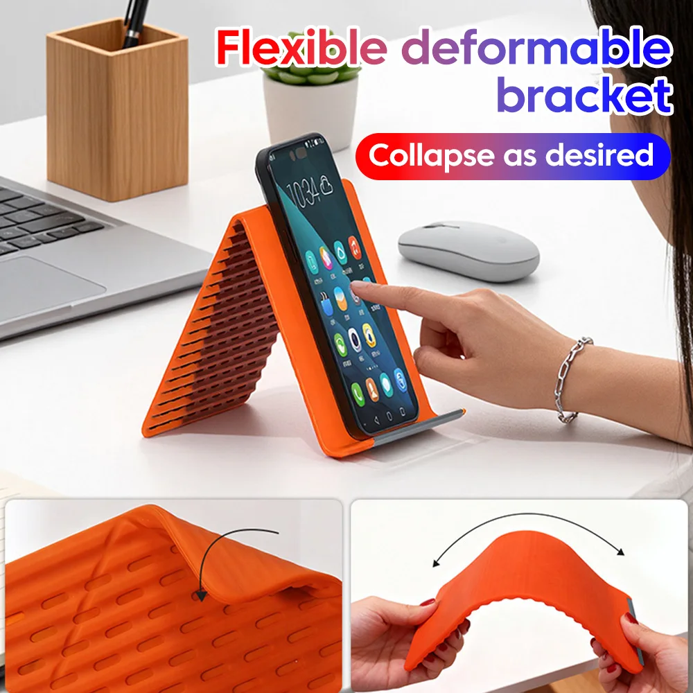 

Flexible Phone Stand Foldable Silicone Desktop Tablet Laptop Stand Portable Adjustable Universal Lazy Holder for Travel Office
