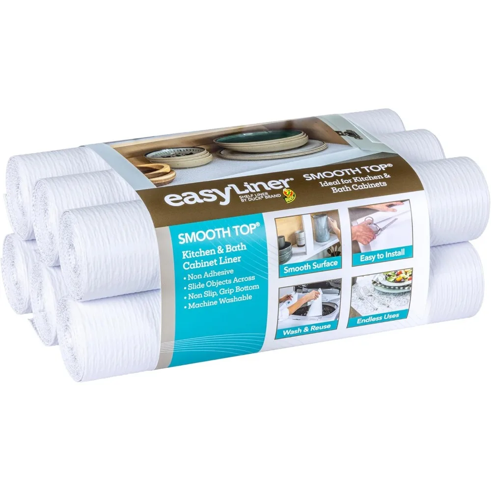 

Smooth Top Non Adhesive Shelf and Drawer Liner Non Slip for Kitchen Pantry Easy Install 12 in x 60 ft White
