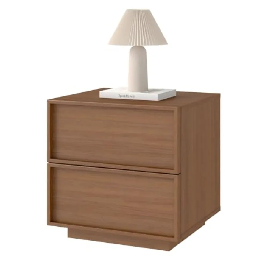 

Wooden Nightstand with Storage Modern Night Stand with 2 Drawers Bedside Table for Bedroom in Walnut Color Practical and Stylis