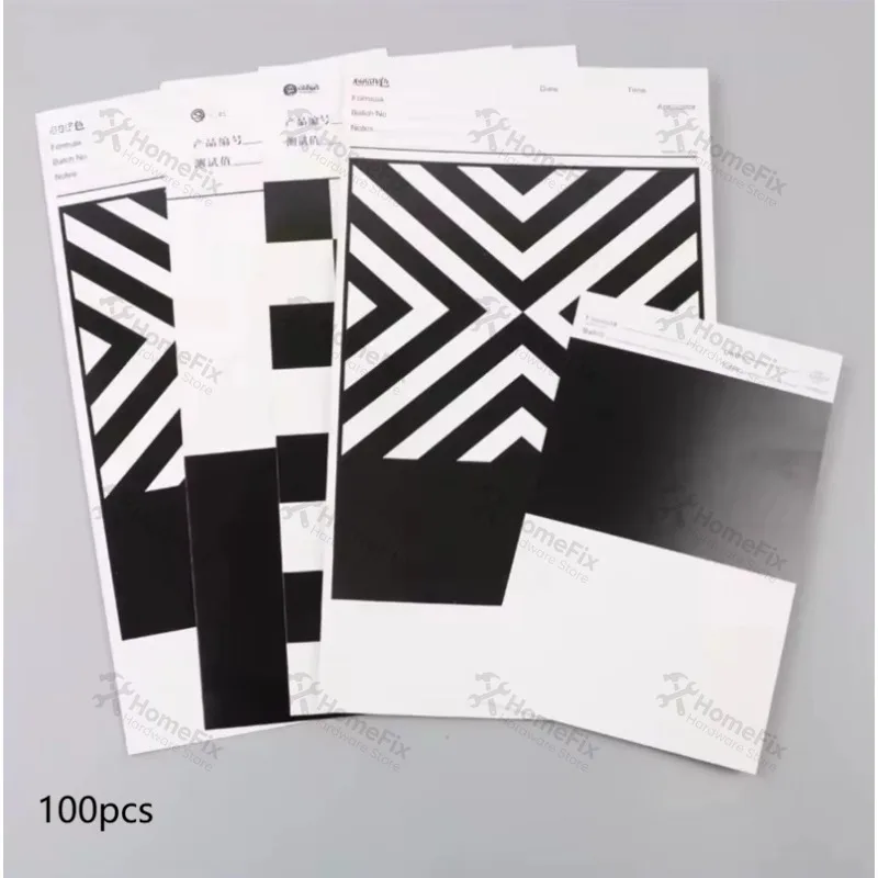 100pcs Diagonal Grid Opacity Test Card, Black White Reflectivity Chart for Coating Paint Drawdown Test