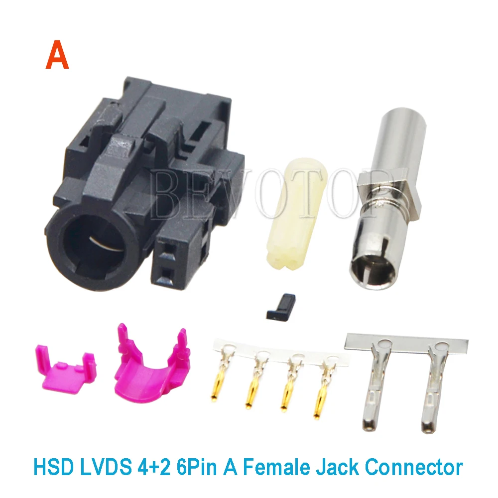 10PCS 4+2 6Pin HSD Connectors Set Code A/B/C/D/E/G/H/L/Z Straight Female Jack for Car Vehicle LVDS Cable Dacar 535 4 Core