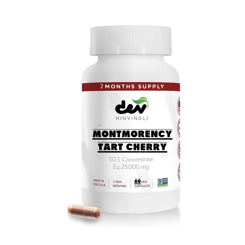 Sour Cherry, Non GMO, Capsules - CherryPure 50:1 Concentrate Equivalent 25000 Mg - Antioxidant, 60 Vegetable Capsules