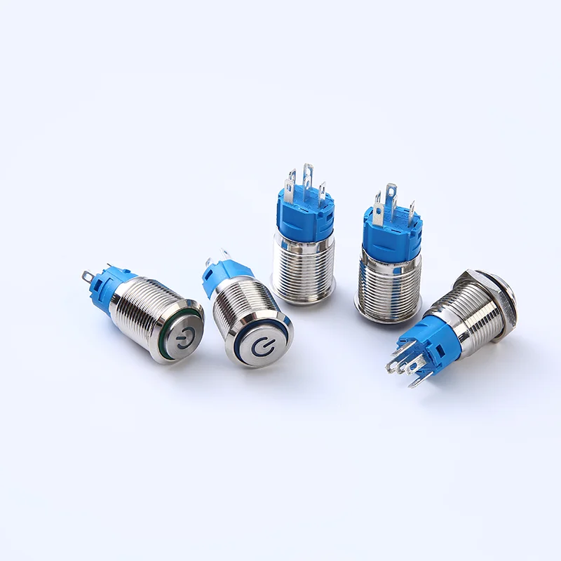 زر معدني برمز يعمل بالطاقة المعدنية مع إضاءة ، زر مقاوم للماء ، إعادة الضبط الذاتي ، مفتاح القفل الذاتي ، تعديل السيارة ، 16 #3