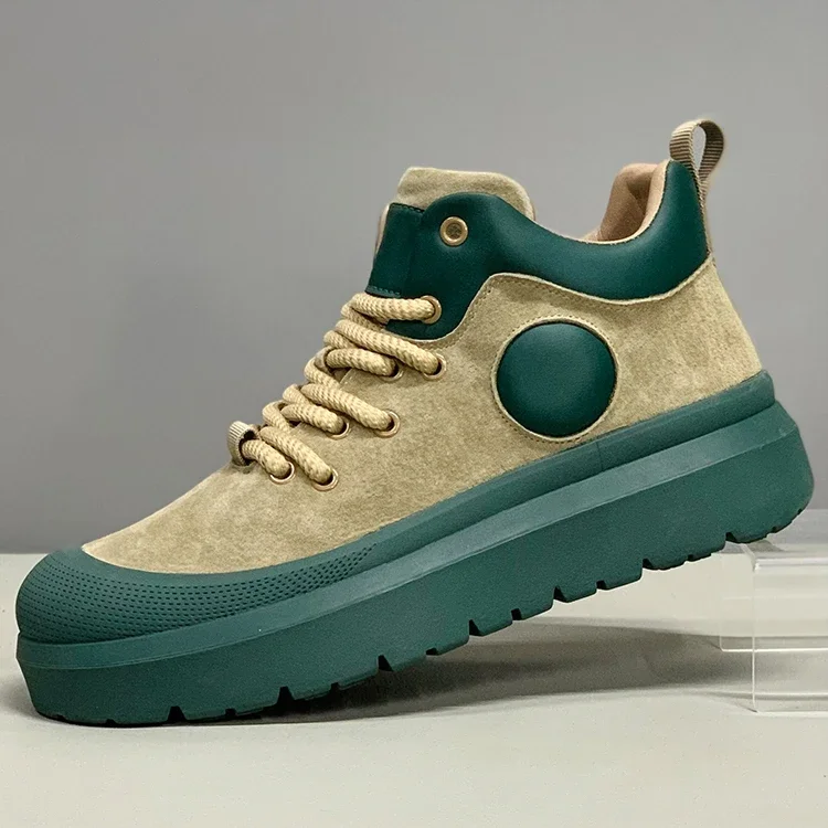 

Mens Casual Shoes Autumn High Top Leather Sneakers Male Fashion Anti Slip Work Wear Ankle Boots Footwear