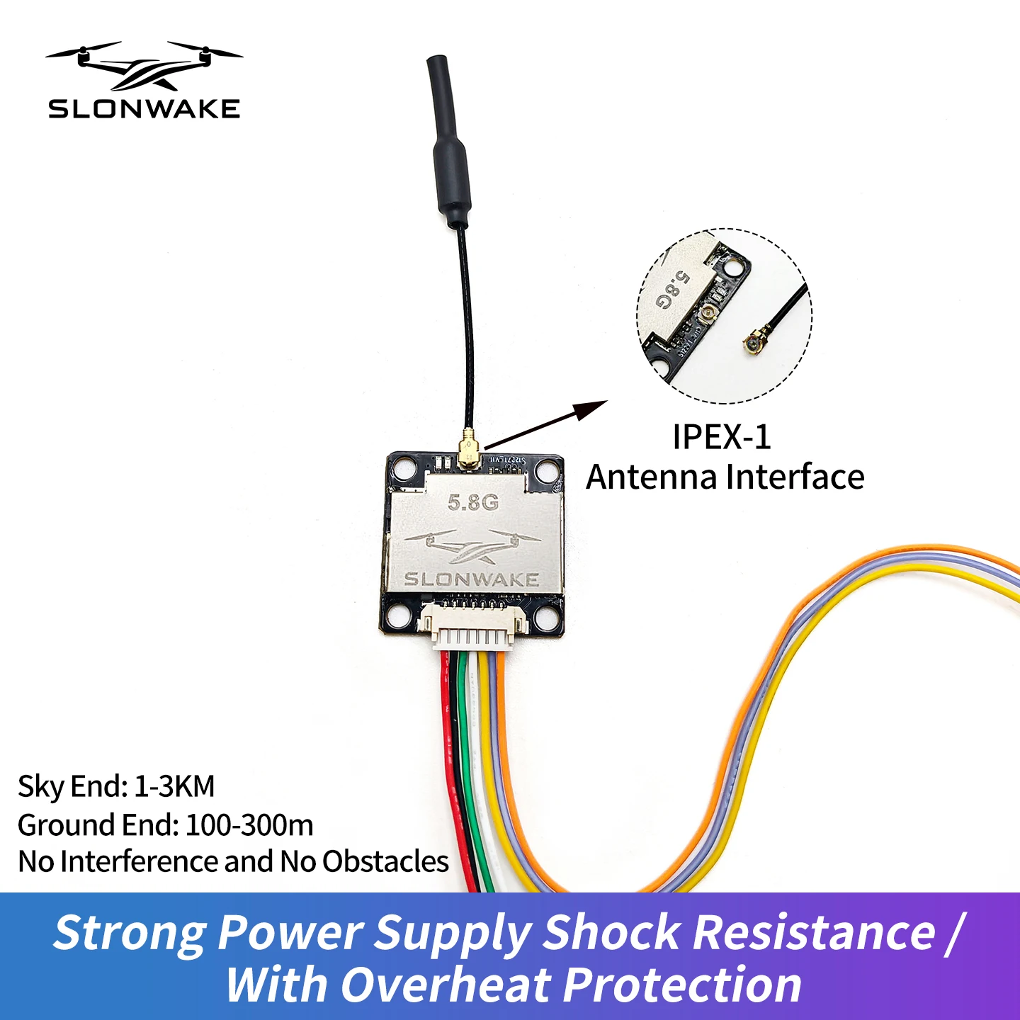 SLONWAKE 5.8G 48CH 600mW VTX وضع الطاقة العالية للتحويل جهاز إرسال الفيديو دعم 7-24 فولت الطاقة لطائرات بدون طيار RC طويلة المدى