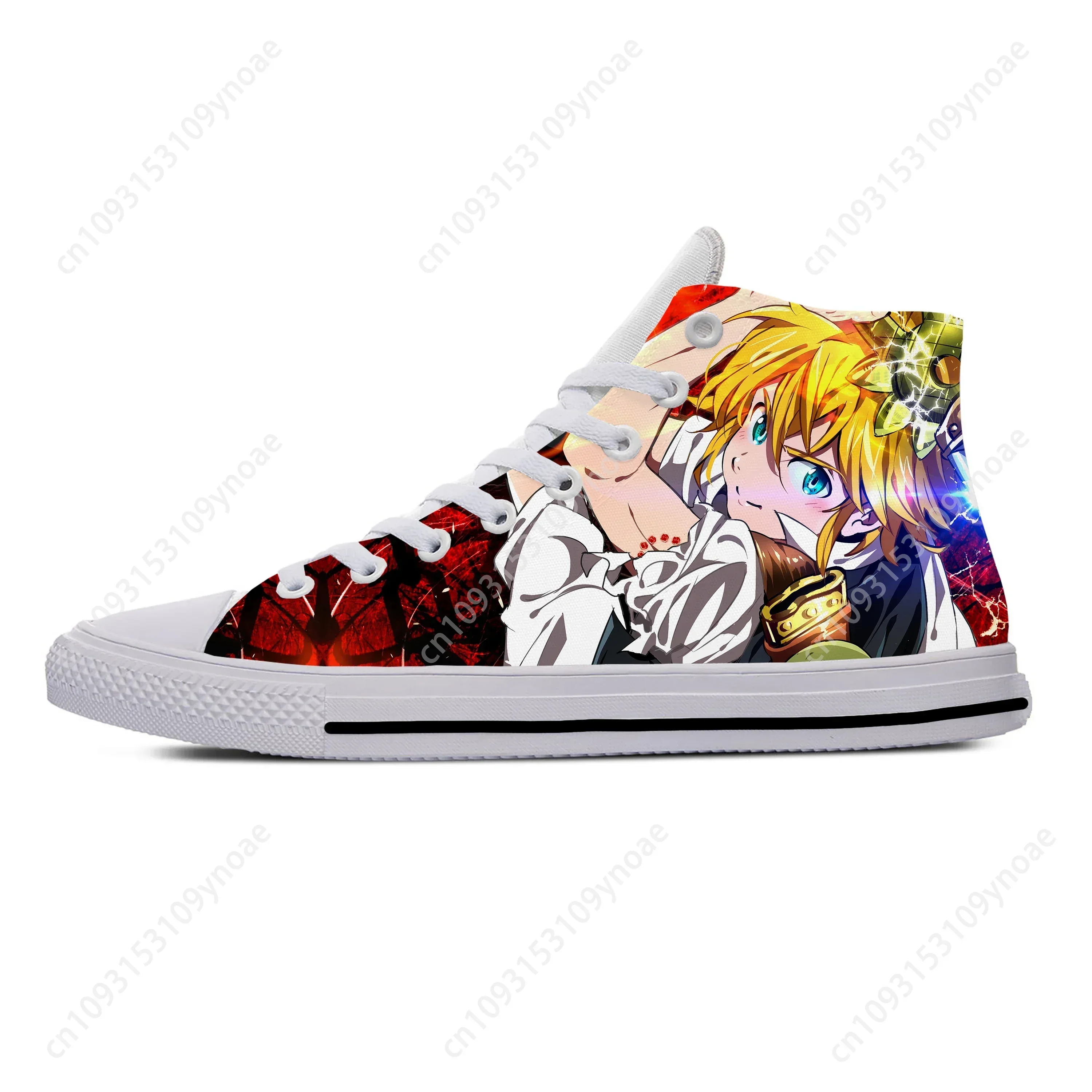 

Summer Hot Japanese Manga Seven Deadly Sins Meliodas Latest Cool Casual Shoes Men Women Sneakers High Top Classic Board Shoes