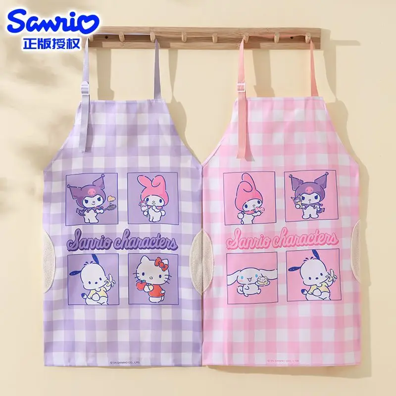 New Sanrio Apron Kuromi Cinnamoroll Kuromi Meloyd Kitchen Cute Waterproof Ladies Cartoon Simple Cleaning Household Products Tool