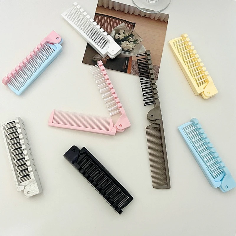 

Портативная стильная складная красочная расческа для массажа вьющихся волос, антистатические складные многофункциональные карманные расчески
