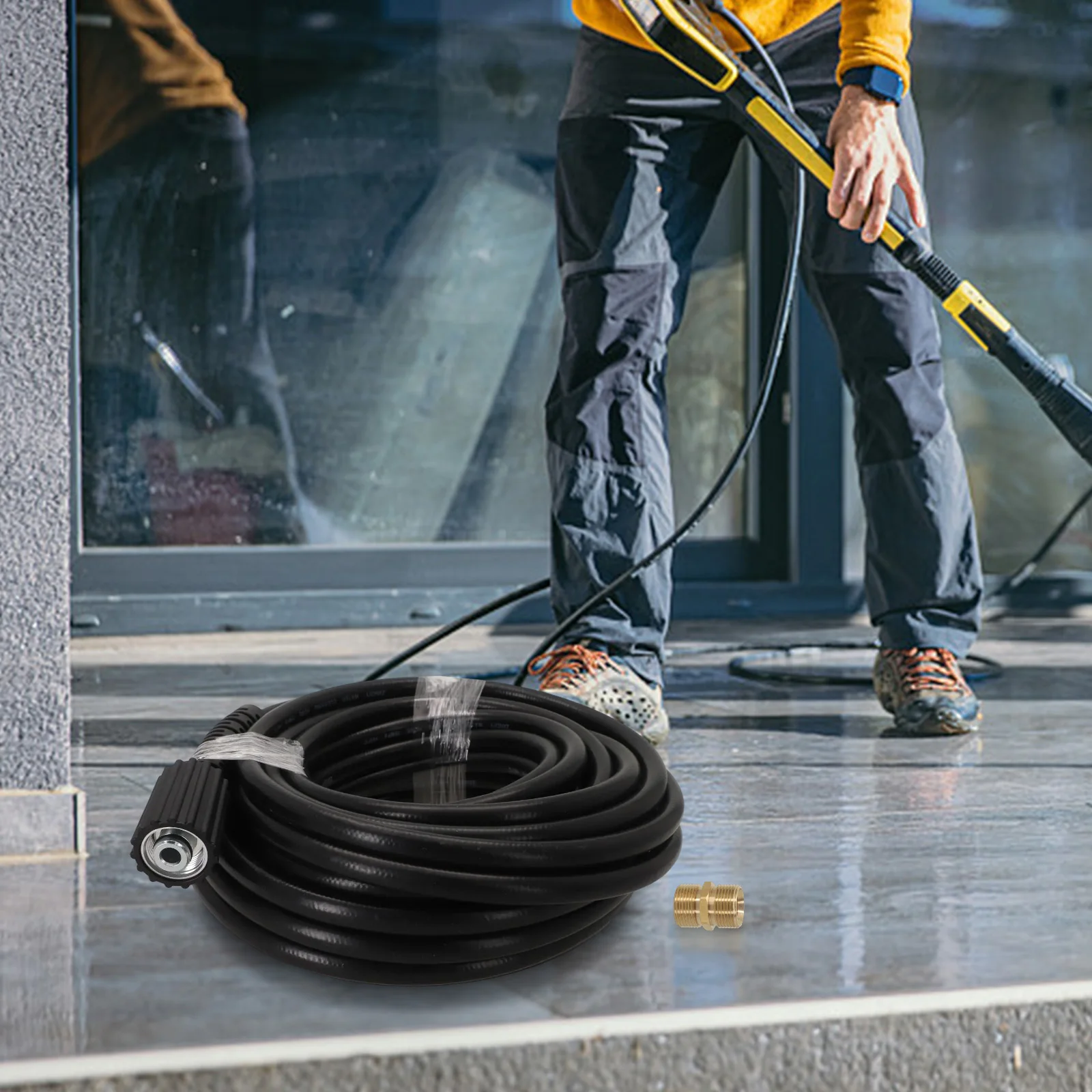 

Чистящий шланг Шланг 50 футов Фитинги с вращением на 360 градусов Простая установка Прочные материалы Устойчивый поток воды Шланг для мойки высокого давления 50 футов