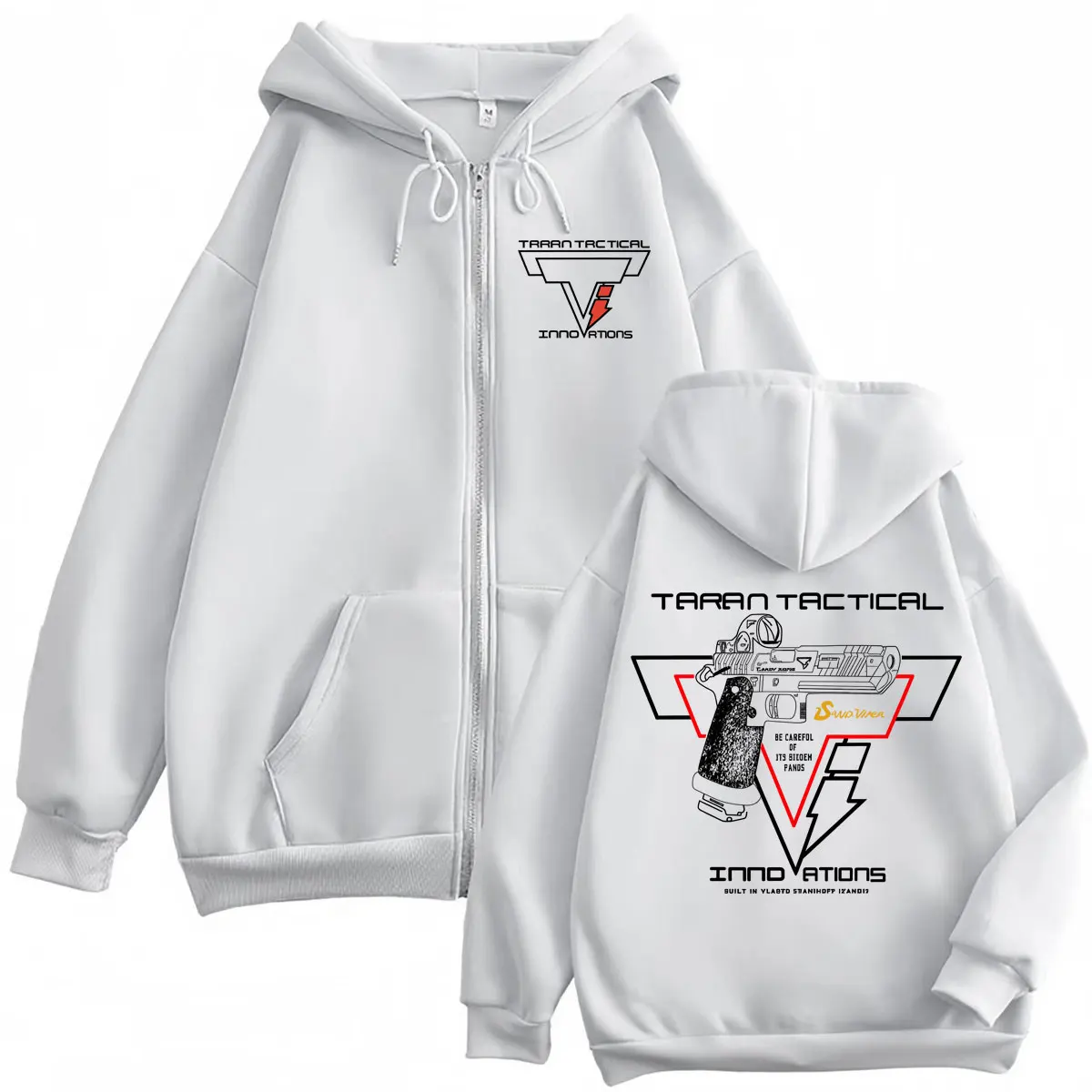 Taran 戦術ピストルプリントジッパーパーカー高品質ファッションジップアップフード付きスウェット男性女性カジュアル特大プルオーバー