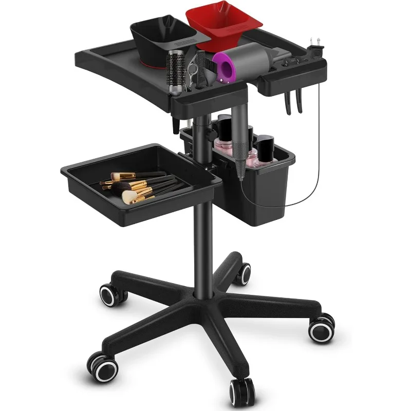 

Salon Tray on Wheels - Adjustable Salon Service Rolling Tray Hairstylist for Salon Spa and Dental, Hairdresser Cart with Wheels