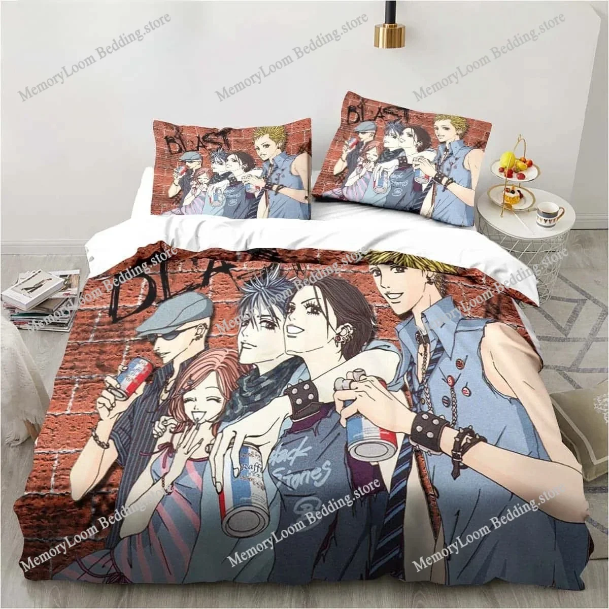 3D Print Cartoons Black Stone NANA Manga Bedding Set Single Twin Full Queen King Size Bed Set Adult Kid Bedroom Duvet Cover Sets