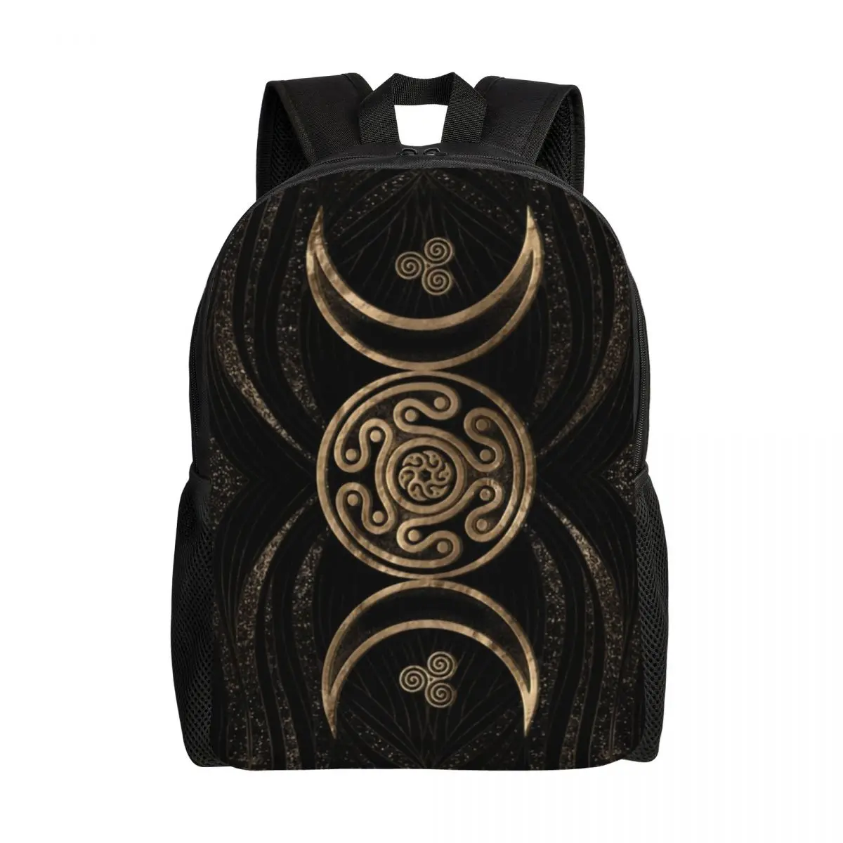 Personalizzato Hecate Wheel Triple Moon Goddess zaino impermeabile College School Goth pentagramma strega stregoneria borsa stampa Bookbag