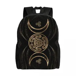 Custom Hecate Wheel Triple Moon Goddess Backpack  Waterproof College School Goth Pentagram Witch Witchcraft Bag Printing Bookbag