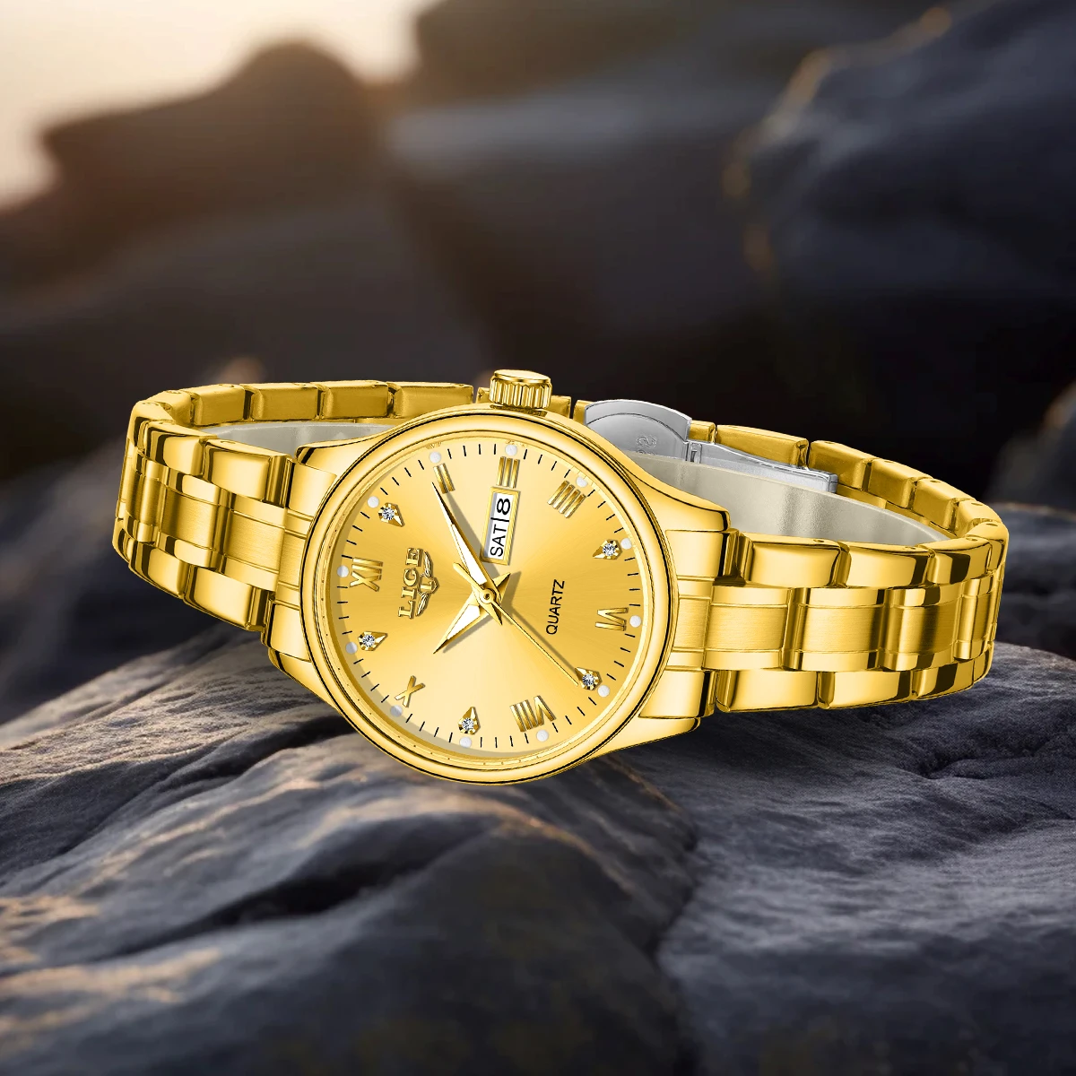 LIGE Watch Women,Watches for Women,Ladies Watches,Waterproof Fashion Dress Stainless Steel Bracelet Watches Date reloj