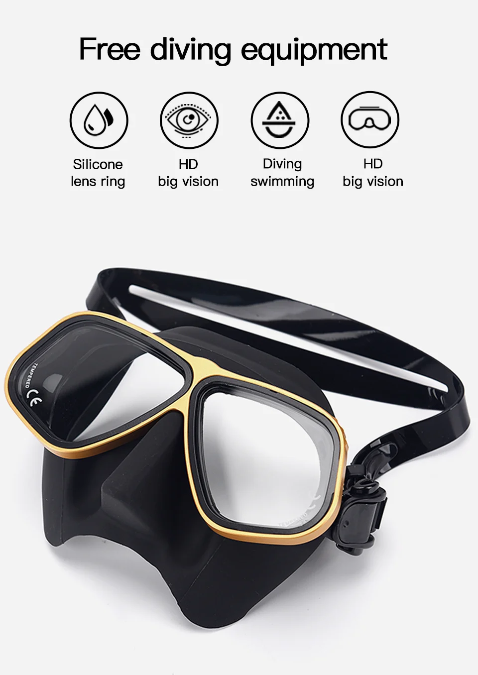 Diving Mask Plastic-Alloy Frame Scuba Equipment Snorkeling Goggles Tempered Glass