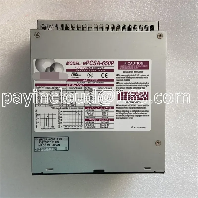 Power Supply EPCSA-650P EPCSA-650P-E2S for Large Power 650w Eps12v DC Power Supply Input Voltage:AC85-264V Output Voltage: ATX