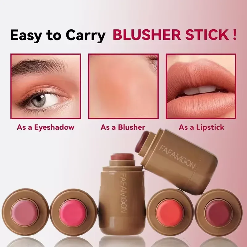 Magic Blush Stick 3-in-1 Cheek Lip Tinted Moistured Blush Stick Silky Brighten Blush Cream Blusher Cosmetics Makeup Products 