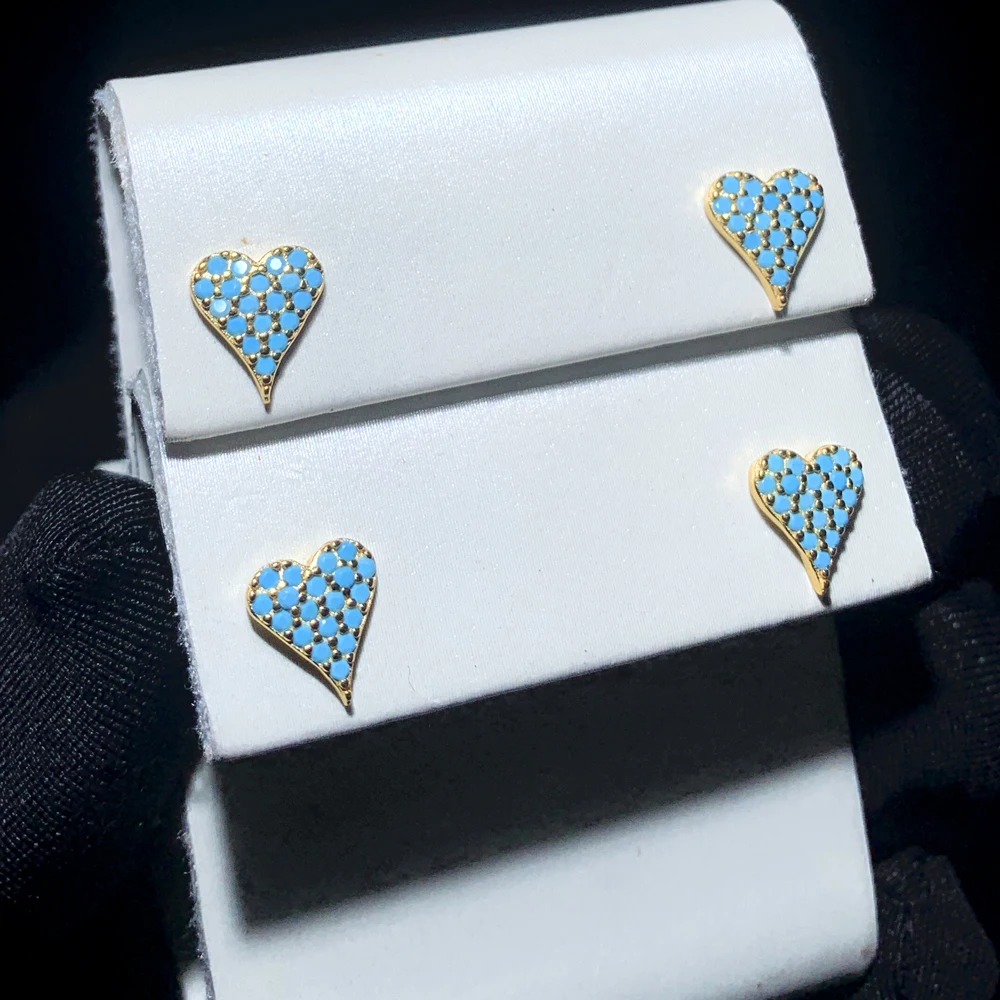 

Женские серьги из серебра 100% пробы с бирюзовыми сердечками