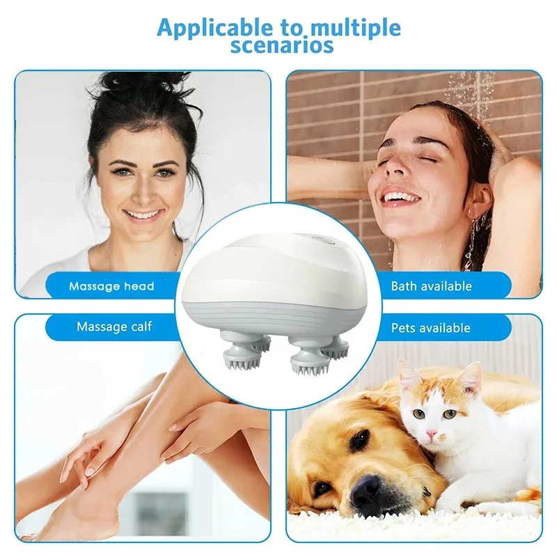 Electric Scalp Head Massager,Portable Body Relax Massager,Comfort Soothe Fatigue Relief Handheld Massage Tool for Human/Pet Use