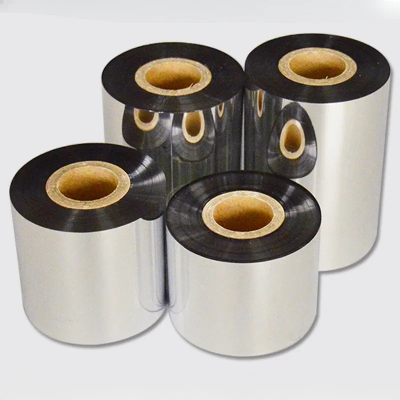 1Roll Wax-based Carbon Band 110/100/90/80/70/60/50mm*300m Barcode Printer Special For Self-adhesive Copper Plate Label Paper