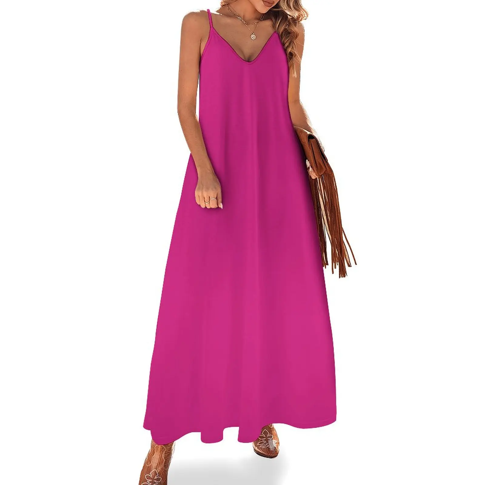 

Plain VERY VIVID CERISE Pink - Over 100 shades of Pink on Ozcushions Sleeveless Long Dress Long dress woman Dress