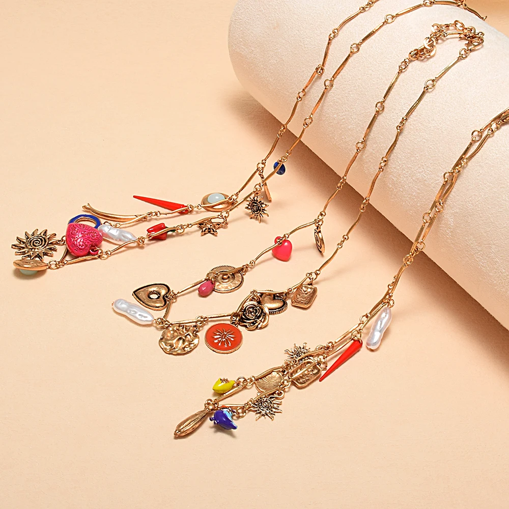 

Summer Colorful Cute Pendant Necklace For Women Multilayer Chain Creative Party Necklace Birthday Party Accessory Gift
