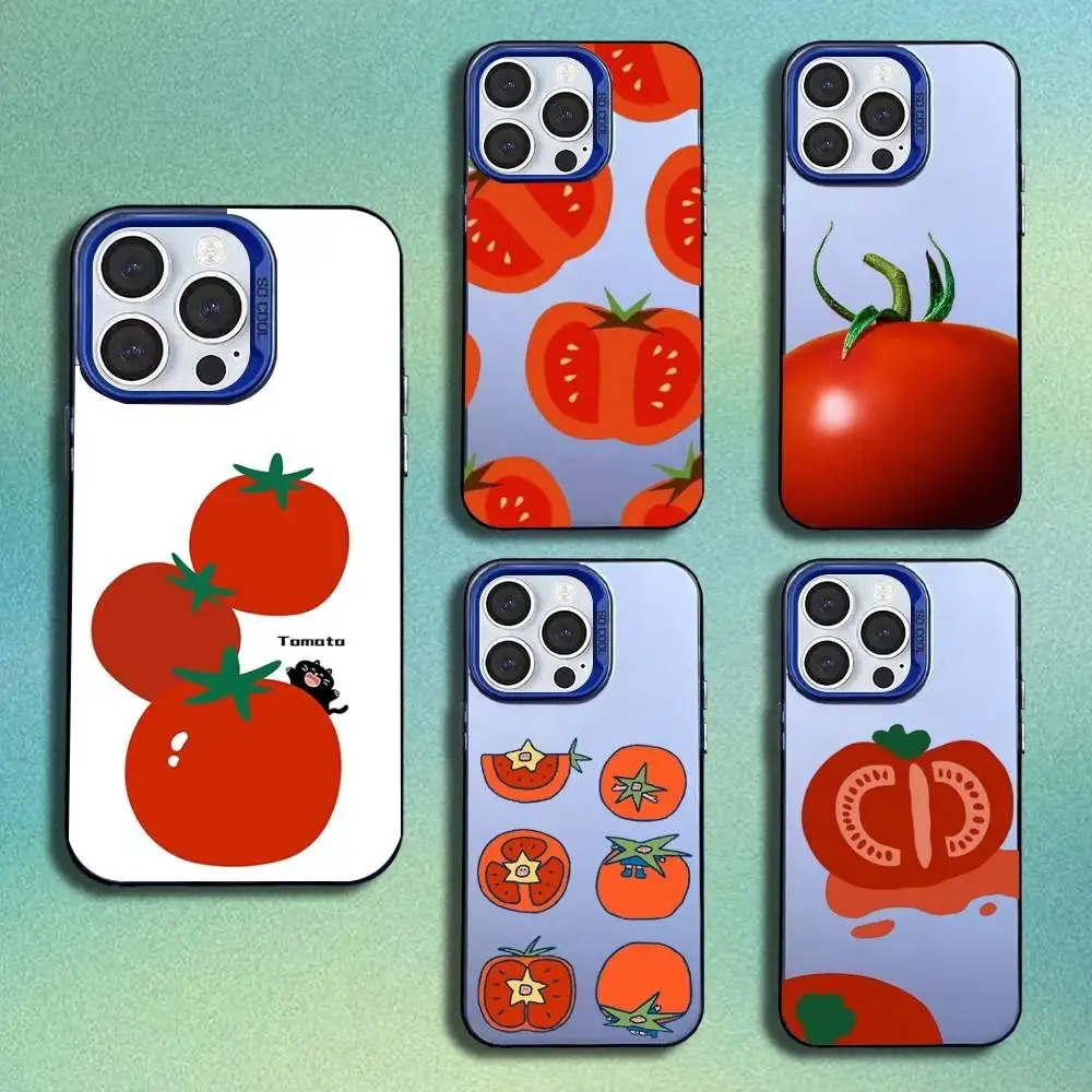 

Vegetables Fruits Tomatoes Phone Case For iPhone 17,16,15,14,13,12,11,Mini,Pro,SE,MAX Blue Matte Silicone Cover