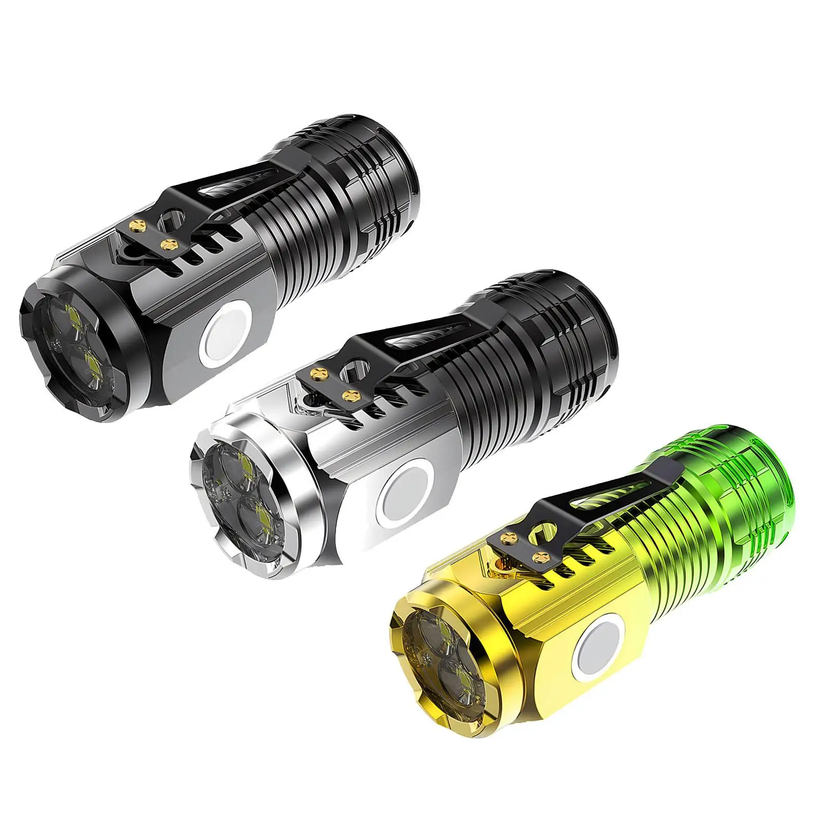 LED Flashlight 5 Modes Handheld Flashlight Three Eyes Mini Flashlight for Emergencies Night Cycling Hiking Climbing Power Cuts