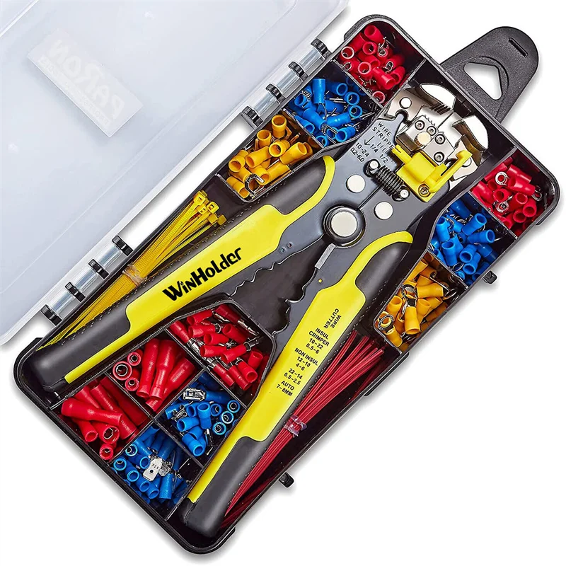 230PCS Self-Adjusting Wire Stripper Cable Cutter Kit Electrician Crimping Tool Set With Case Multifunctional Stripping Pliers