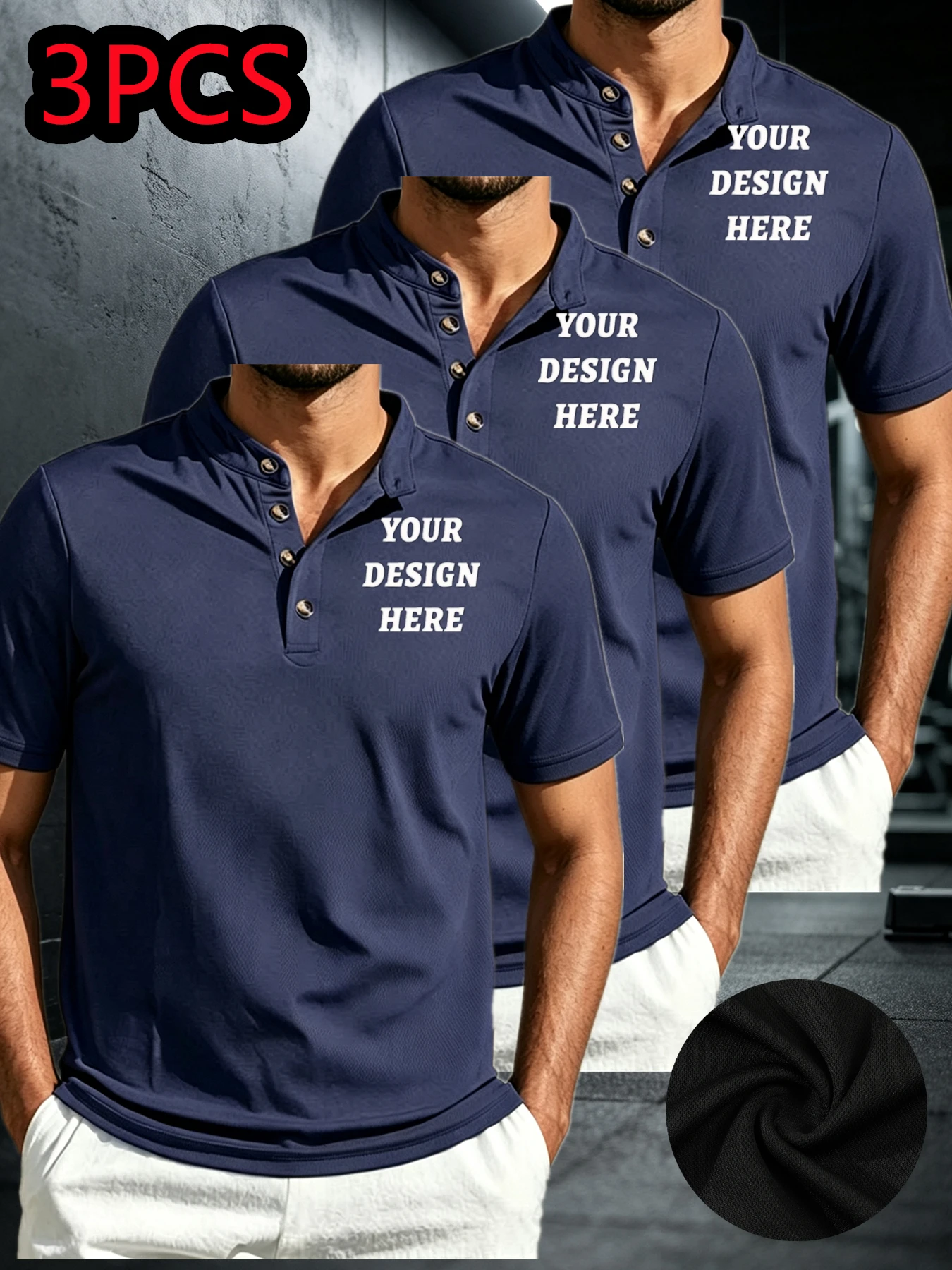 M3-piece men's custom logo Polo shirt with customizable design on the left chest - breathable business casual T-shirt, customiza
