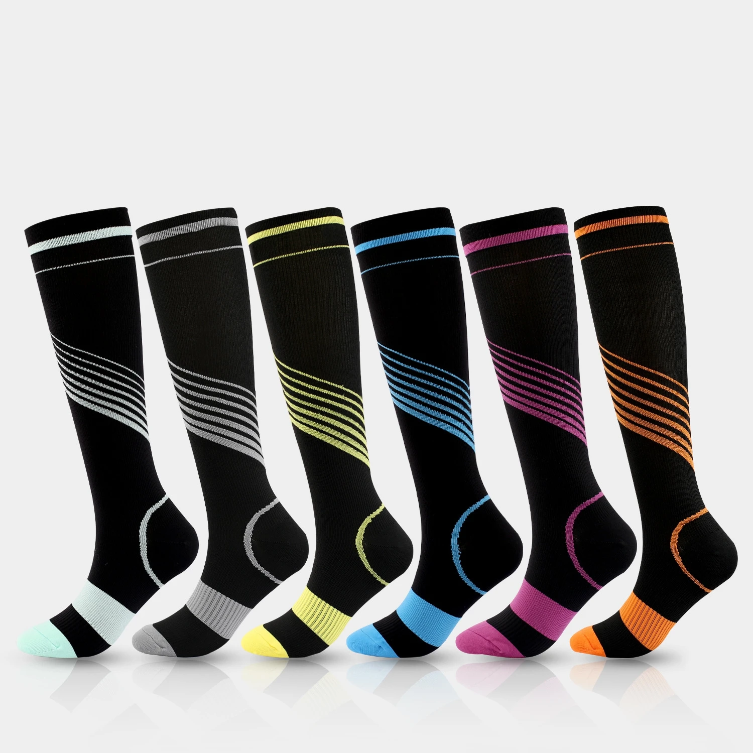 2Pairs Compression Socks Unisex Stockings 15-20mmhg for Hiking Cycling Football Breathable Adult Medical Care Sports Sockings