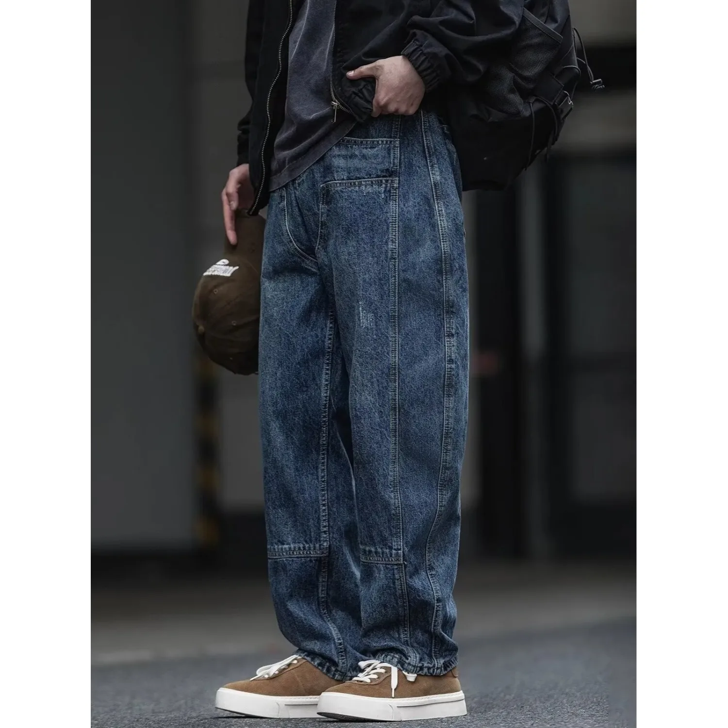 

Fall Fashion Men's Loose Straight Leg Workwear Jeans Draped Wide Leg Harlan Casual Vintage Loose Trousers Youth Jeans