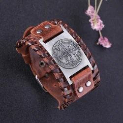 Vassago New Dropshipping Uriel Archangel Pattern Pulseira Masculina Penal Angel Wristband Adjustable Leather Bracelet Jewelry