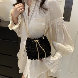 Cloud Bubbles Chic Hobo Bag borsa a tracolla a catena pieghettata da donna Solid Casual Small Bucket Bags borsa di design con pochette di fascia alta