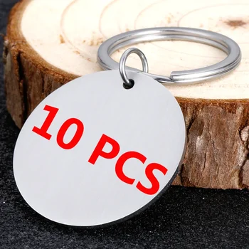 10 adet/grup yuvarlak boş paslanmaz çelik anahtarlıklar için DIY özel Logo adı kadın erkek anahtarlık toptan 20mm 25mm 30mm