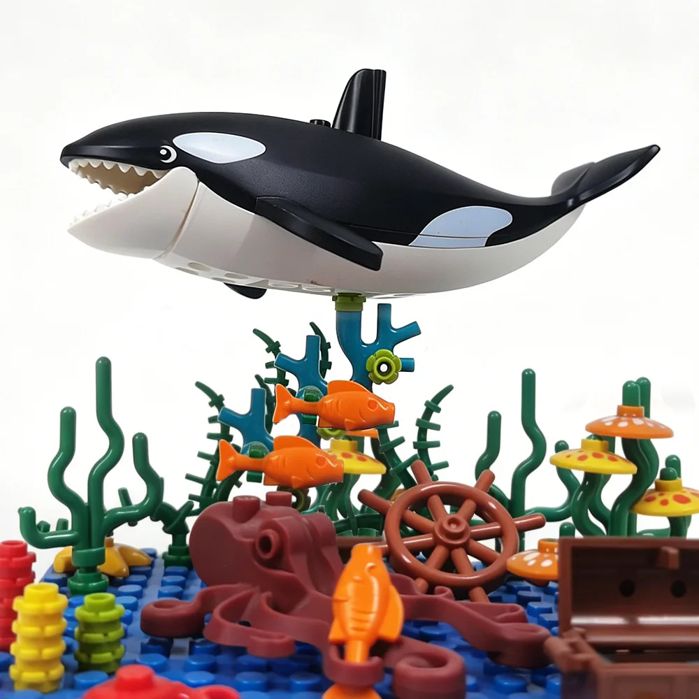 MOC City Animal Building Block Marine Animal Killer Whale Figures Zoo Fram Accessories Bricks Children Toys Gift